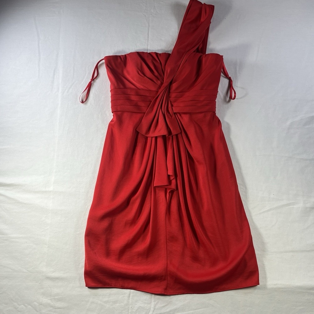 BCBGMAXAZRIA Palais Women Size 2 Red One Shoulder 1/2 Zip Dress